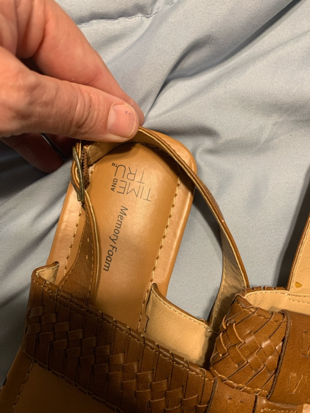 Time and Tru Tan Braided Toe-Post Sandals with Ankle Buckle - Picture 4 of 5